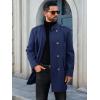 imageRuncati Mens Trench Coat Double Breasted Stand Collar Pea Coat Casual Fall Winter Warm Mid Long OvercoatNavy Blue