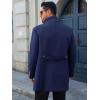 imageRuncati Mens Trench Coat Double Breasted Stand Collar Pea Coat Casual Fall Winter Warm Mid Long OvercoatNavy Blue