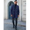 imageRuncati Mens Trench Coat Double Breasted Stand Collar Pea Coat Casual Fall Winter Warm Mid Long OvercoatNavy Blue