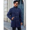 imageRuncati Mens Trench Coat Double Breasted Stand Collar Pea Coat Casual Fall Winter Warm Mid Long OvercoatNavy Blue