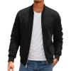 imageRuncati Mens Corduroy Bomber Jacket Lightweight Zip Up Casual Vintage Fall Varsity Jacket with PocketsBlack