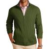 imageRuncati Mens Full Zip Cardigan Sweater Casual Mock Neck Ribbed Knitted Winter Chunky SweatersArmy Green