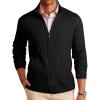 imageRuncati Mens Full Zip Cardigan Sweater Casual Mock Neck Ribbed Knitted Winter Chunky SweatersBlack