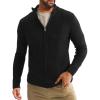 imageRuncati Mens Full Zip Cardigan Sweater Casual Waffle Stand Collar Knitted Winter Chunky SweatersBlack
