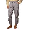 imageRuncati Mens Medieval Ankle Pants Renaissance Viking Navigator Pirate Pants Lace Up Striped Halloween Costume TrousersBlue Gray
