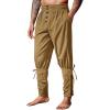 imageRuncati Mens Medieval Pirate Pants Renaissance Ankle Banded Viking Ren Faire Pants Lace Up Halloween Costume TrousersBrown