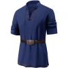 imageRuncati Mens Medieval Pirate Shirt Renaissance Viking Long Sleeve Shirts Lace Up Scottish Halloween Costume TopsNavy Blue