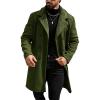 imageRuncati Mens Trench Coat Double Breasted Notched Collar Fleece Jacket Slim Fit Fall Winter Fuzzy Pea Coats Warm OvercoatArmy Green