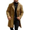 imageRuncati Mens Trench Coat Double Breasted Notched Collar Fleece Jacket Slim Fit Fall Winter Fuzzy Pea Coats Warm OvercoatBrown
