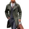 imageRuncati Mens Trench Coat Double Breasted Notched Lapel Casual Belted Windbreaker Fall Classic Long Jacket OvercoatArmy Green