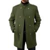 imageRuncati Mens Trench Coat Double Breasted Stand Collar Pea Coat Casual Fall Winter Warm Mid Long OvercoatArmy Green