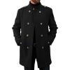 imageRuncati Mens Trench Coat Double Breasted Stand Collar Pea Coat Casual Fall Winter Warm Mid Long OvercoatBlack