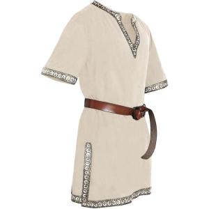 imageRuncati Mens Medieval Costume Halloween Renaissance Tunic Viking Knight Pirate Warrior LARP ShirtsBeige