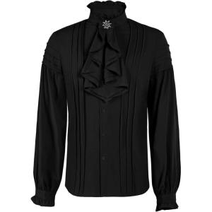 imageRuncati Mens Pirate Medieval Shirts Ruffle Steampunk Victorian Cosplay Costume Gothic Renaissance Shirt Viking TopsBlack