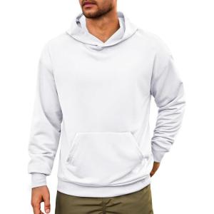 imageRuncati Mens Pullover Hoodies Long Sleeve Casual Lightweight Fashion Hooded Sweatshirt with Kanga PocketsWhite