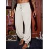 imageRuncati Mens Banded Ankle Pants Medieval Renaissance Viking Pirate Lace Up Halloween Cotton Gothic Costume TrousersBeige