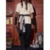 imageRuncati Mens Banded Ankle Pants Medieval Renaissance Viking Pirate Lace Up Halloween Cotton Gothic Costume TrousersBlack