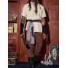 imageRuncati Mens Banded Ankle Pants Medieval Renaissance Viking Pirate Lace Up Halloween Cotton Gothic Costume TrousersBrown