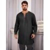 imageRuncati Mens Medieval Pirate Costume Tunic Renaissance Viking Lace Up Cotton Shirts Knight Warrior LARP Halloween TopsBlack