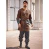 imageRuncati Mens Medieval Pirate Costume Tunic Renaissance Viking Lace Up Cotton Shirts Knight Warrior LARP Halloween TopsBrown