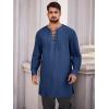 imageRuncati Mens Medieval Pirate Costume Tunic Renaissance Viking Lace Up Cotton Shirts Knight Warrior LARP Halloween TopsNavy
