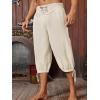 imageRuncati Mens Medieval Pirate Shorts Renaissance Colonial Viking Lace Up Halloween Costume PantsBeige