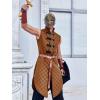 imageRuncati Mens Padded Gambeson Vest Sleeveless Aketon Armor Medieval Knight Surcoat Halloween LARP Costume DressBrown