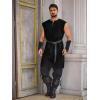 imageRuncati Mens Pirate Costume Tunic Renaissance Medieval Knight Warrior Sleeveless Lace Up Shirts Viking LARP Halloween TabardBlack