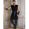imageRuncati Mens Pirate Costume Tunic Renaissance Medieval Knight Warrior Sleeveless Lace Up Shirts Viking LARP Halloween TabardBlack