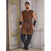 imageRuncati Mens Pirate Costume Tunic Renaissance Medieval Knight Warrior Sleeveless Lace Up Shirts Viking LARP Halloween TabardBrown