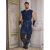 imageRuncati Mens Pirate Costume Tunic Renaissance Medieval Knight Warrior Sleeveless Lace Up Shirts Viking LARP Halloween TabardNavy Blue