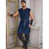 imageRuncati Mens Pirate Costume Tunic Renaissance Medieval Knight Warrior Sleeveless Lace Up Shirts Viking LARP Halloween TabardNavy Blue
