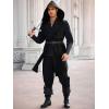 imageRuncati Mens Renaissance Costume Hooded Surcoat Medieval Knight Sleeveless Tunic Tops Tabard Viking Holloween CloakBlack