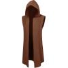 imageRuncati Mens Renaissance Costume Hooded Surcoat Medieval Knight Sleeveless Tunic Tops Tabard Viking Holloween CloakBrown