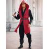 imageRuncati Mens Renaissance Costume Hooded Surcoat Medieval Knight Sleeveless Tunic Tops Tabard Viking Holloween CloakBurgundy