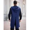 imageRuncati Mens Renaissance Costume Hooded Surcoat Medieval Knight Sleeveless Tunic Tops Tabard Viking Holloween CloakNavy Blue
