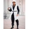 imageRuncati Mens Renaissance Costume Hooded Surcoat Medieval Knight Sleeveless Tunic Tops Tabard Viking Holloween CloakWhite