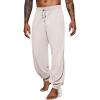 imageRuncati Mens Banded Ankle Pants Medieval Renaissance Viking Pirate Lace Up Halloween Cotton Gothic Costume TrousersBeige