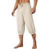 imageRuncati Mens Medieval Pirate Shorts Renaissance Colonial Viking Lace Up Halloween Costume PantsBeige