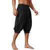 imageRuncati Mens Medieval Pirate Shorts Renaissance Viking Colonial Linen Halloween Costume PantsBlack
