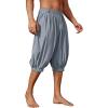 imageRuncati Mens Medieval Pirate Shorts Renaissance Viking Colonial Linen Halloween Costume PantsGray