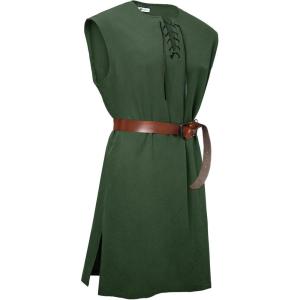 imageRuncati Mens Pirate Costume Tunic Renaissance Medieval Knight Warrior Sleeveless Lace Up Shirts Viking LARP Halloween TabardDark Green