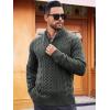 imageRuncati Mens Cable Knit Pullover Sweater Casual Stand Collar Chunky Buttons Fall Winter SweatersDark Grey