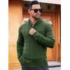 imageRuncati Mens Cable Knit Pullover Sweater Casual Stand Collar Chunky Buttons Fall Winter SweatersGreen