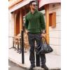 imageRuncati Mens Cable Knit Pullover Sweater Casual Stand Collar Chunky Buttons Fall Winter SweatersGreen