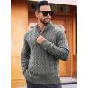 imageRuncati Mens Cable Knit Pullover Sweater Casual Stand Collar Chunky Buttons Fall Winter SweatersGrey