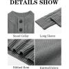 imageRuncati Mens Cable Knit Pullover Sweater Casual Stand Collar Chunky Buttons Fall Winter SweatersGrey