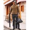 imageRuncati Mens Cable Knit Pullover Sweater Casual Stand Collar Chunky Buttons Fall Winter SweatersKhaki