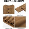 imageRuncati Mens Cable Knit Pullover Sweater Casual Stand Collar Chunky Buttons Fall Winter SweatersKhaki