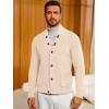 imageRuncati Mens Cardigan Sweater Casual V Neck Button Down Cardigan Ribbed Knitted Winter Chunky Sweaters with PocketsApricot